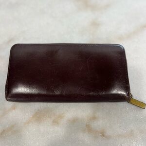 Hobo Zip Around Leather Wallet Brown